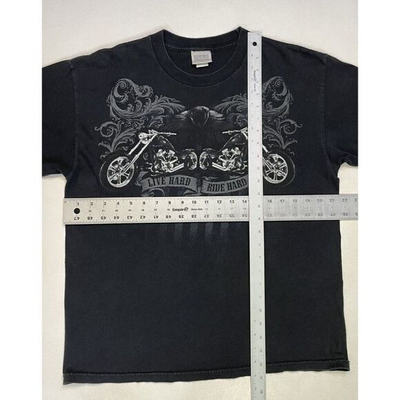 VINTAGE National Heritage Live Hard Ride Hard Motorcycle T-shirt Men Large Black - Picture 6 of 6